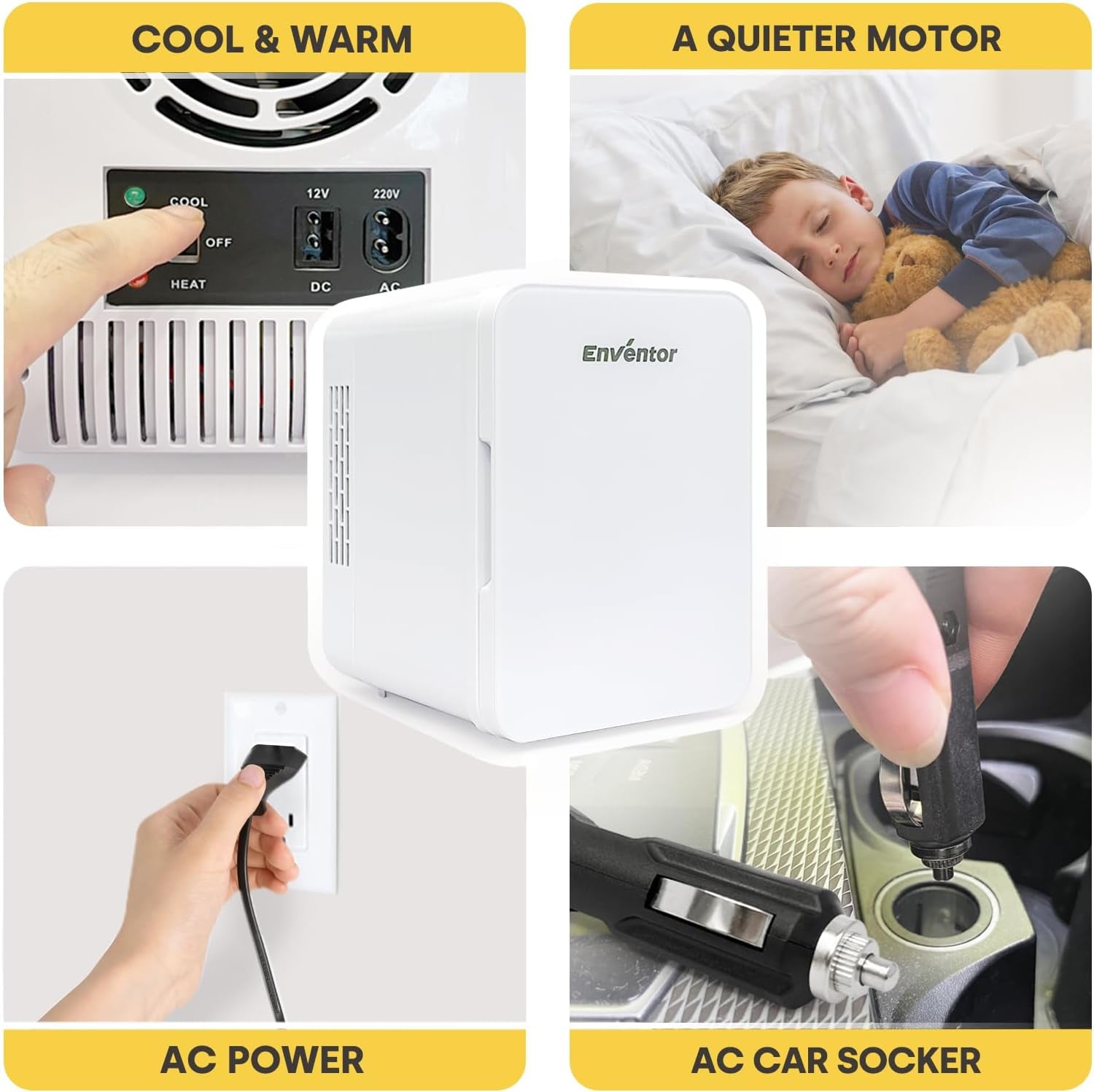 Mini Frigo 4 Litres, Petit Réfrigérateur Portable, 6 Canettes, Mini Réfrigérateurs Cosmétiques Pour Cooler and Warmer, Mini Petit Frigo Pour Chambre/Voiture/Voyage/Boissons, Blanc