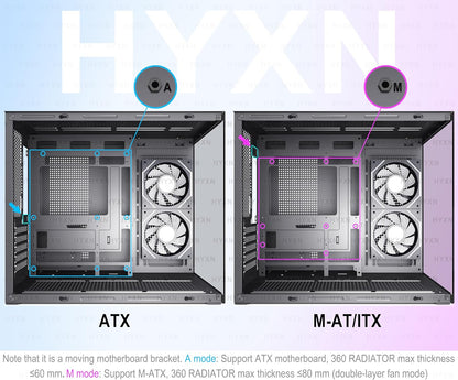 H3(2026) Boitier PC ATX– Préinstallé 6 Ventilateurs PWM ARGB Miroir Infini, Supporter Radiateur 360 Mm,Boîtier PC ATX À Double Chambre Mid Tower, Avec Type -C 3.2 (Noir)