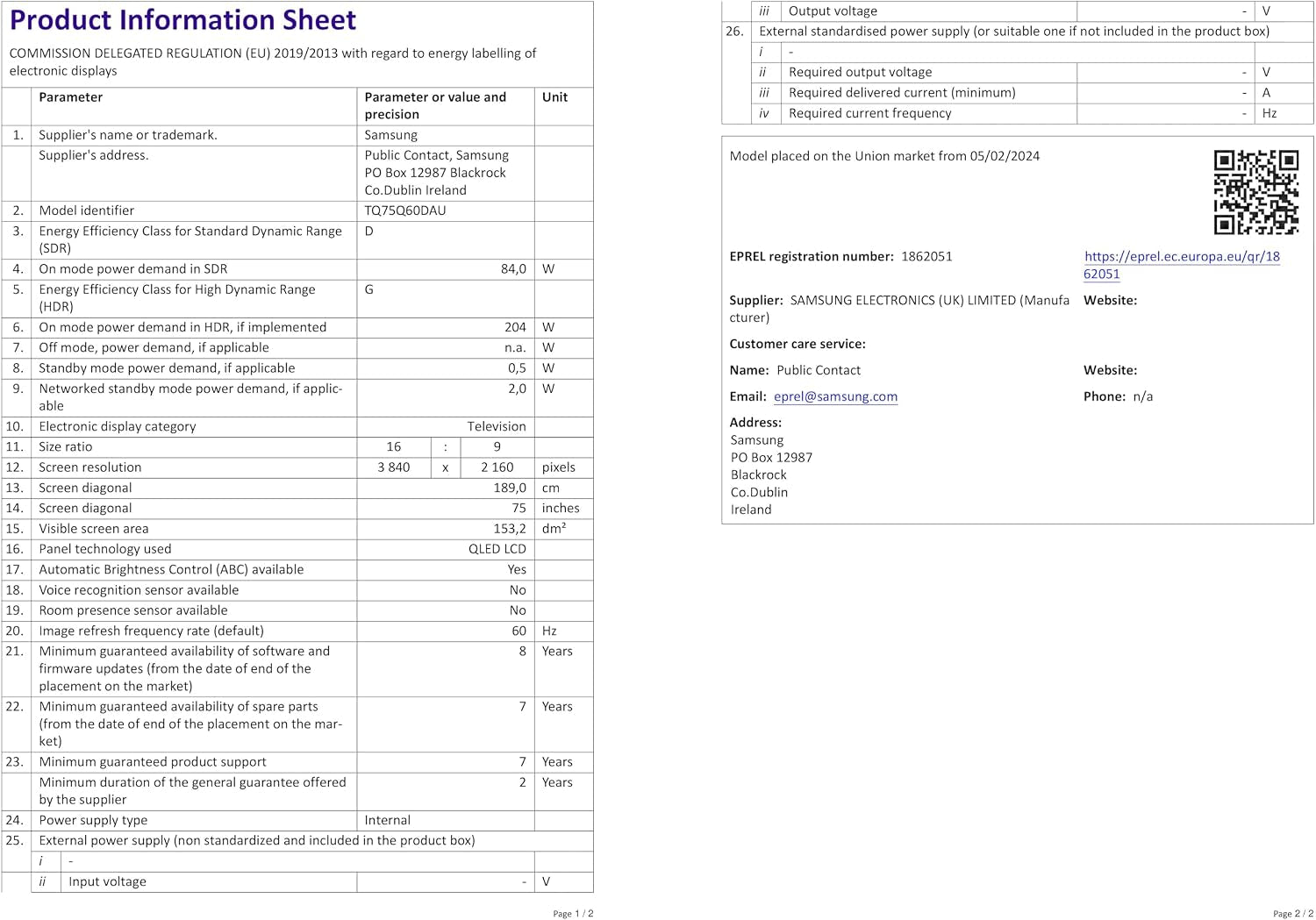 TV QLED 4K 2024 75Q60D Smart TV De 75" Avec plus D'1 Milliard De Couleurs, Couleurs Certifiées, Le Meilleur Smart TV Et Contrôlez Votre Maison Avec Smartthings