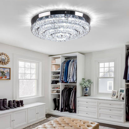 Lustre En Cristal Plafonnier Encastré Moderne Grand Lustre LED Entrée Chambre Salon Salle À Manger (Blanc Froid 6000K)