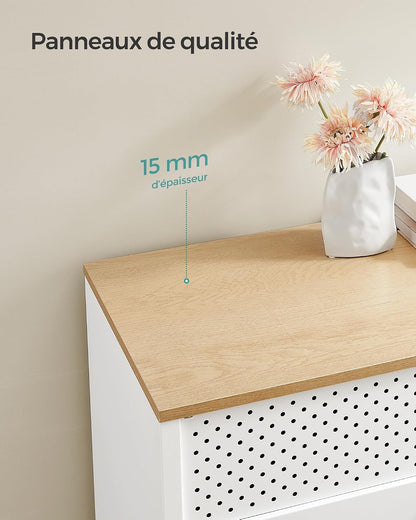 Meuble De Rangement, Buffet, En Métal, Double Porte, Fermeture Magnétique, Cadre En Acier, 40 X 80 X 76 Cm, Couleur Boisée Et Blanc LSC102W57