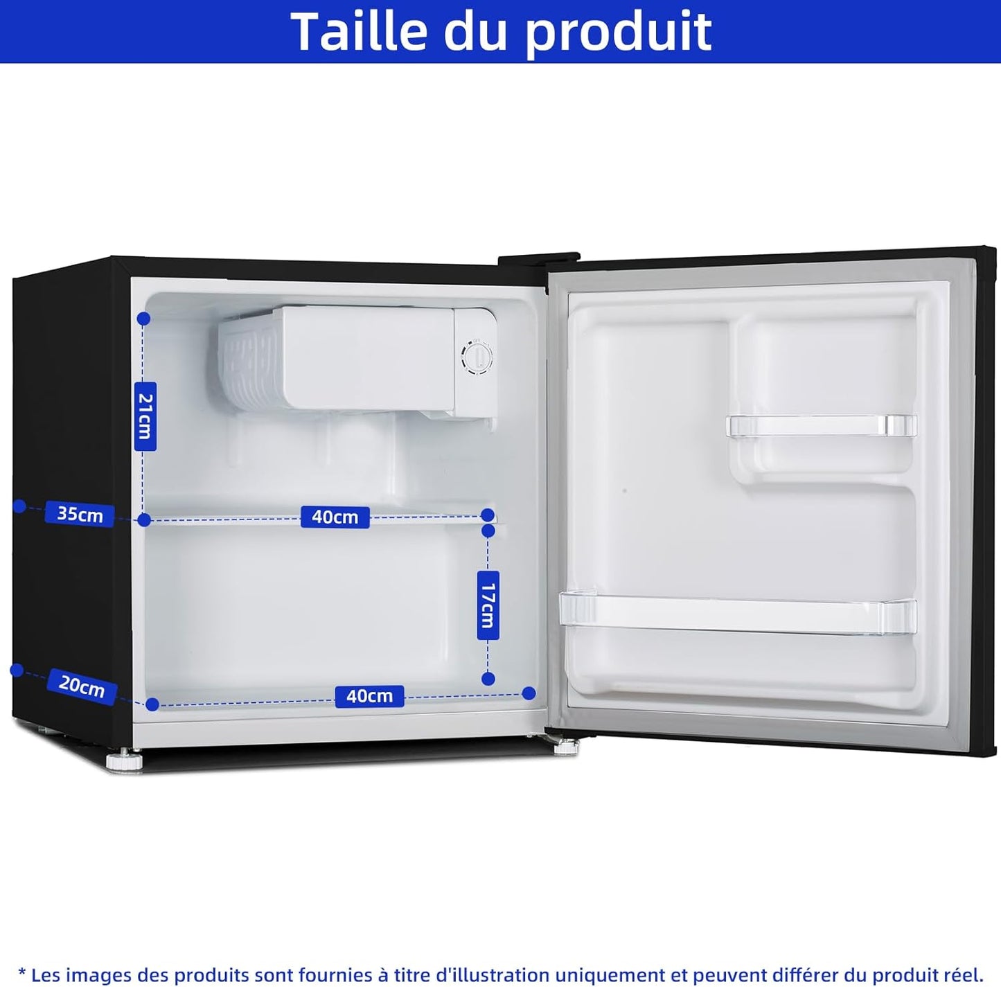Mini Réfrigérateur 46L, 47X44,7 Cm, Réfrigérateur De Table Avec Porte-Bouteilles, Thermostat Réglable, Faible Bruit, Pour Chambre, Cuisine, Salon Foncé 2023