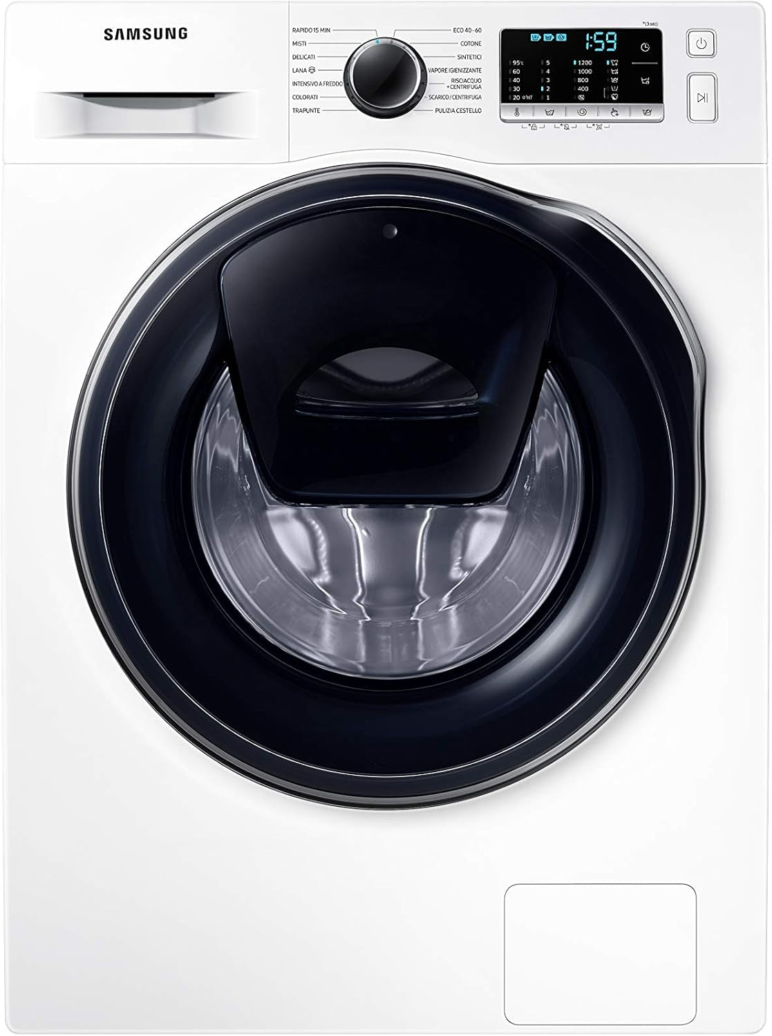 Addwash™ WW8NK52E0VW/ET Machine À Laver Slim Addwash™ WW8NK52E0VW/ET, Libre Installation, 8 Kg, 1200 Tr/Min, Classe C, Vapeur, Charge Avant, 60 L X 85 H X 45 P Cm