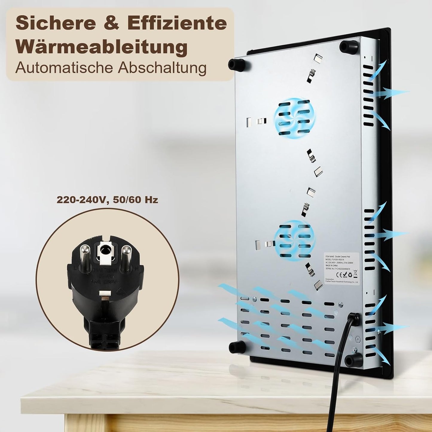 Plaque Vitrocéramique 2 Feux, Plaque De Cuisson Electrique 30Cm, Electrique Plaque Encastrable, Commande Tactile, 3000W 9 Niveaux De Puissance, Minuterie 1-99 Min, Pour Toutes Les Casseroles