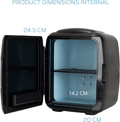 Body Escape Mini Réfrigérateur Beauté Pour Soins De La Peau - Mini Réfrigérateurs Beauté - Petit Réfrigérateur Rétro, Portable, Compact Et Silencieux Pour Le Maquillage - 9L- Mono Noir