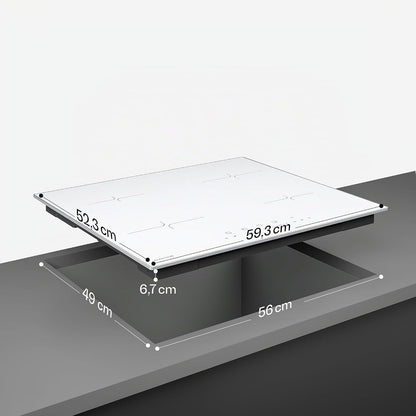 Klarstein Velaire Plaque Induction 60Cm - 4 Zones, 7000W Boost, Curseur Tactile, Minuterie, Sécurité Enfants, Vitrocéramique, Plaque Cuisson Induction Encastrable, Design Minimaliste, Blanc