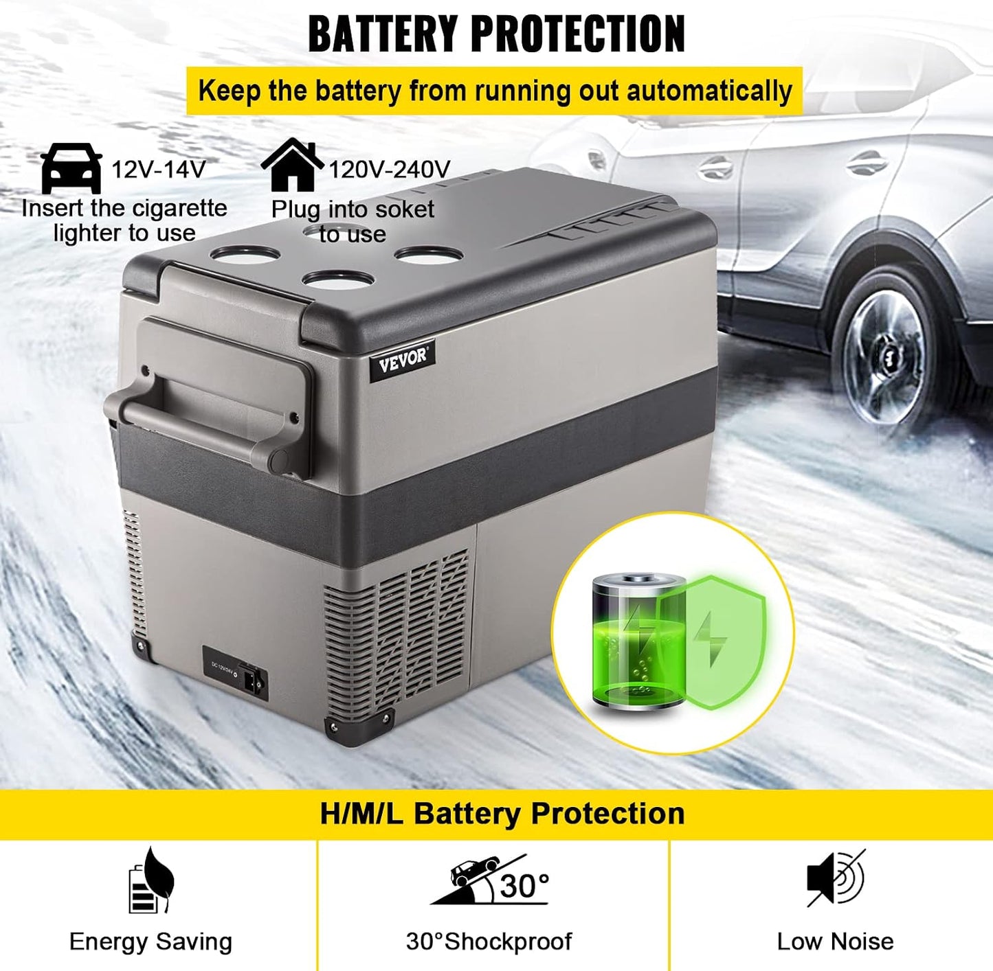 Glacière Électrique Voiture, 45 L, Réfrigérateur Portable À Compression, 60 W, Mini Frigo, 69,3X34,5X45,6 Cm, Glacière Électrique, Mini Congélateur Compresseur Pour Maison/Voiture/Camping