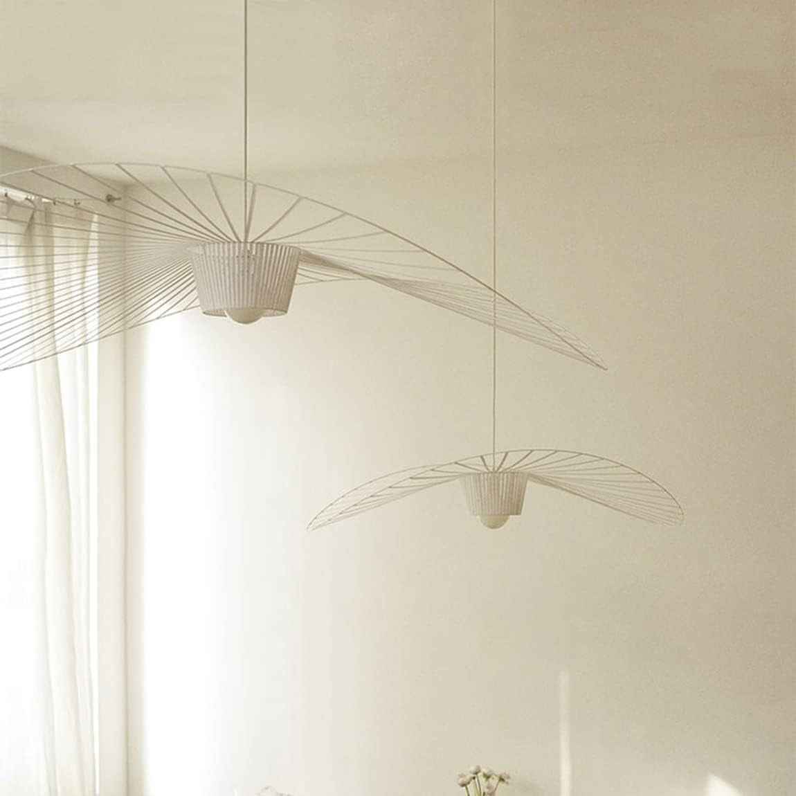 Lustre Vertigo Suspension Blanc 140 Cm, Lampe Vintage Suspension Vertigo Rétro LED Salon Lustre for Intérieur Salon Fibre De Verre +Polyuréthane De Chapeau LED E27,Blanc,140Cm