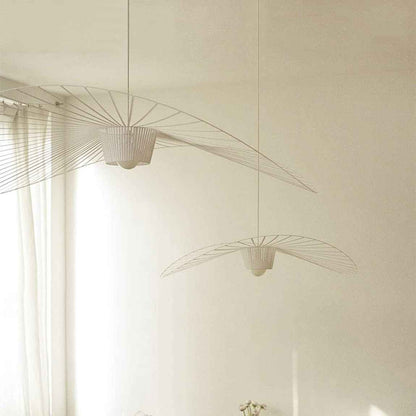 Lustre Vertigo Suspension Blanc 140 Cm, Lampe Vintage Suspension Vertigo Rétro LED Salon Lustre for Intérieur Salon Fibre De Verre +Polyuréthane De Chapeau LED E27,Blanc,140Cm