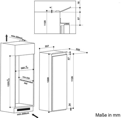 Bauknecht Kvie 2124 Réfrigérateur/Congélateur/A + + +/Hauteur 122 Cm/118 Kwh/An/173L Partie Isotherme/18L Partie Congélateur/Silencieux Avec Seulement 36 Db/Particulièrement Économie D'Énergie/Blanc