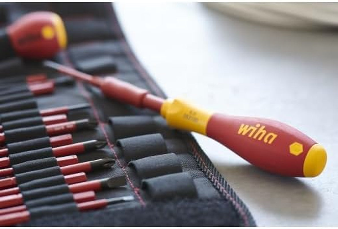 Tournevis Porte-Embout Isolé Avec 14 Embouts Slimvario Et Testeur De Tension (36068) Dans Trousse Pliable | (36068) Electrician Tools | Slimbit I Slotted, Phillips, Torx, Plusminus, Voltage Tester I Screwdriver Set