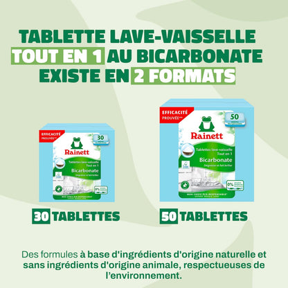 - Pastilles Lave-Vaisselle Tout-En-Un Au Bicarbonate - Résultat Brillant, Sans Traces - Etui Carton Recyclé & Recyclable - Ecolabel - 30 Tablettes
