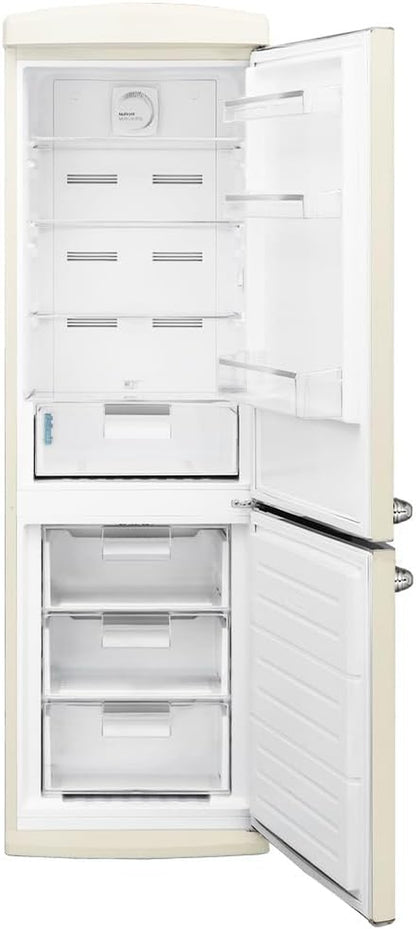 Réfrigérateur Combiné Rétro À Deux Portes 294 L Bolero Coolmarket Combi Origin 294 Beige. Hauteur 190 Cm Et Largeur 60 Cm, No Frost Total, Refroidissement Multiple, Ultra Fresh