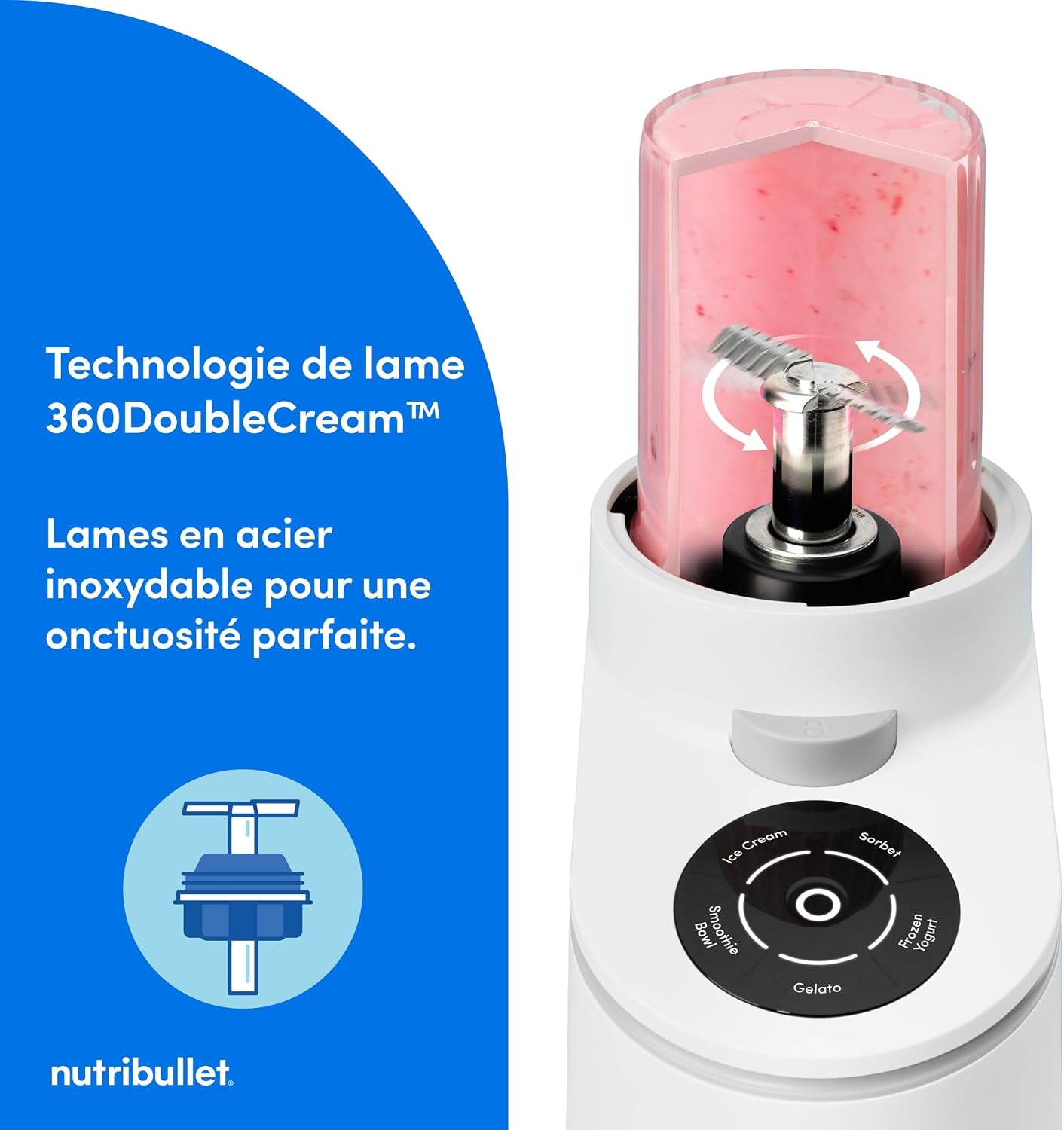 Chill – Machine À Desserts Glacés, Gelato, Sorbet, Smoothie, Yaourt Glacé, Crème Glacée, 5 Programmes Automatiques, 3 Récipients, Couvercles, Idéale Pour Les Familles, Blanche (NBD0503W)