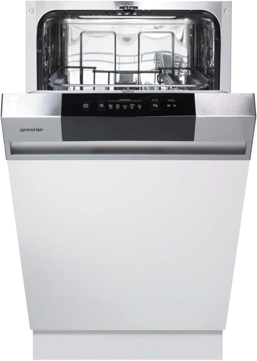 Gorenje GI 520 E15X Lave-Vaisselle Partiellement Intégré, 45 Cm, 9 Couverts, 5 Programmes, Programme De Nettoyage De 1 H, Panier Supérieur Réglable En Hauteur, Protection Complète Contre Les