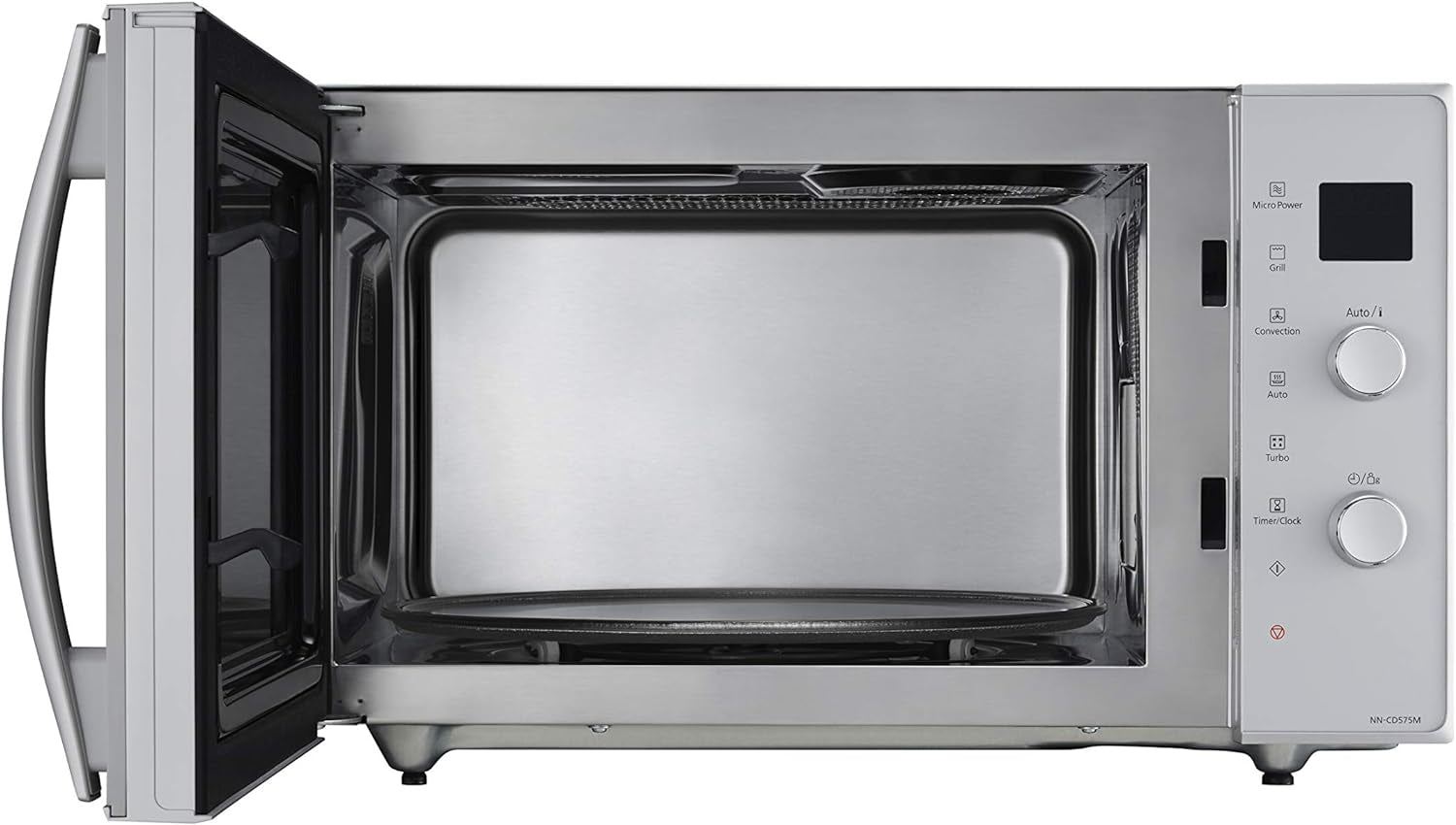 NN-CD575MEPG | Four 3 En 1 Combiné, 27L, Inverter, Chaleur Tournante À 100-220°C, Gril Quartz 1300W, Micro-Ondes 1000 W, Plat Crispy, Plateau Tournant 34 Cm, Argent – Version FR