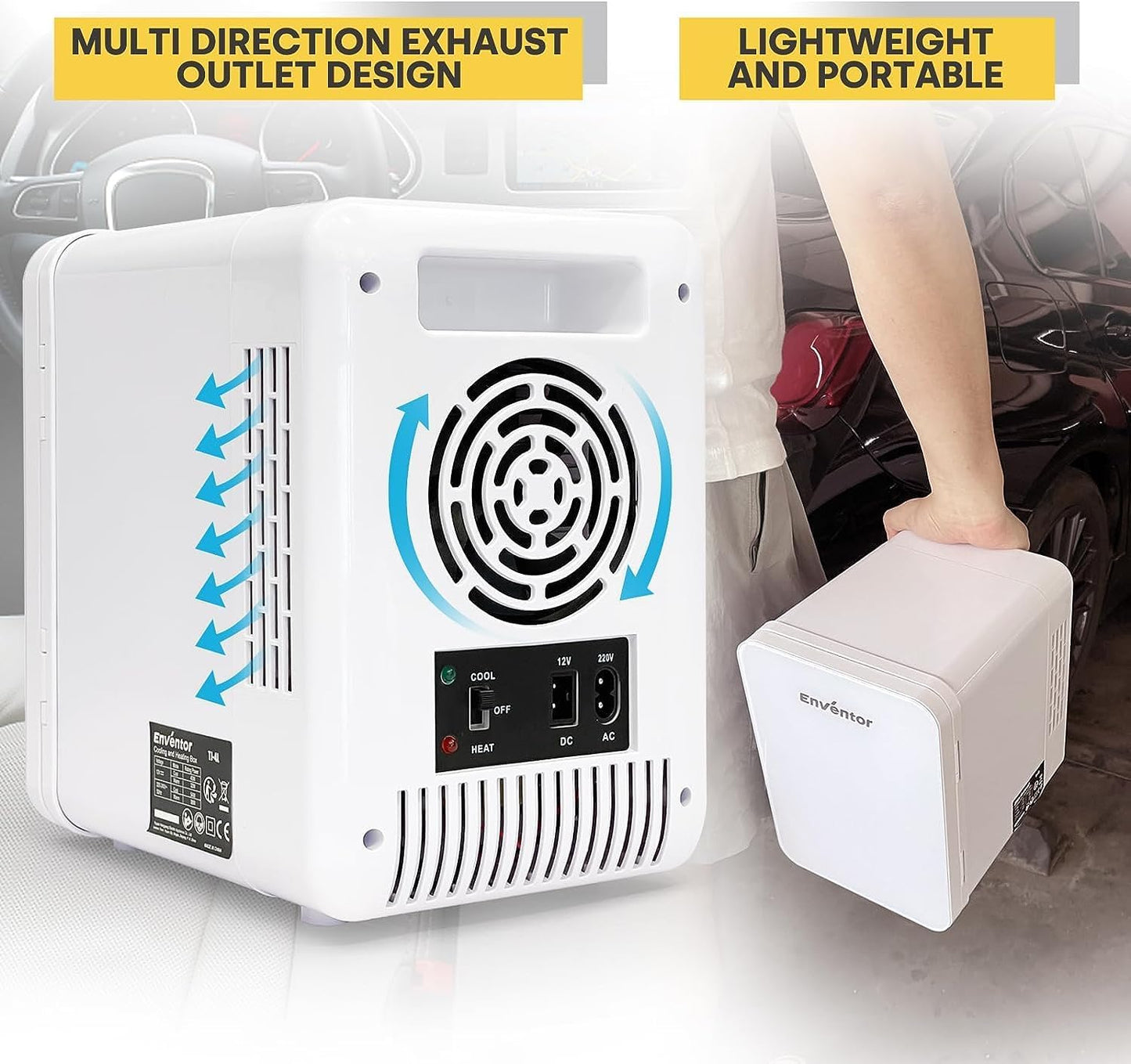 Mini Frigo 4 Litres, Petit Réfrigérateur Portable, 6 Canettes, Mini Réfrigérateurs Cosmétiques Pour Cooler and Warmer, Mini Petit Frigo Pour Chambre/Voiture/Voyage/Boissons, Blanc