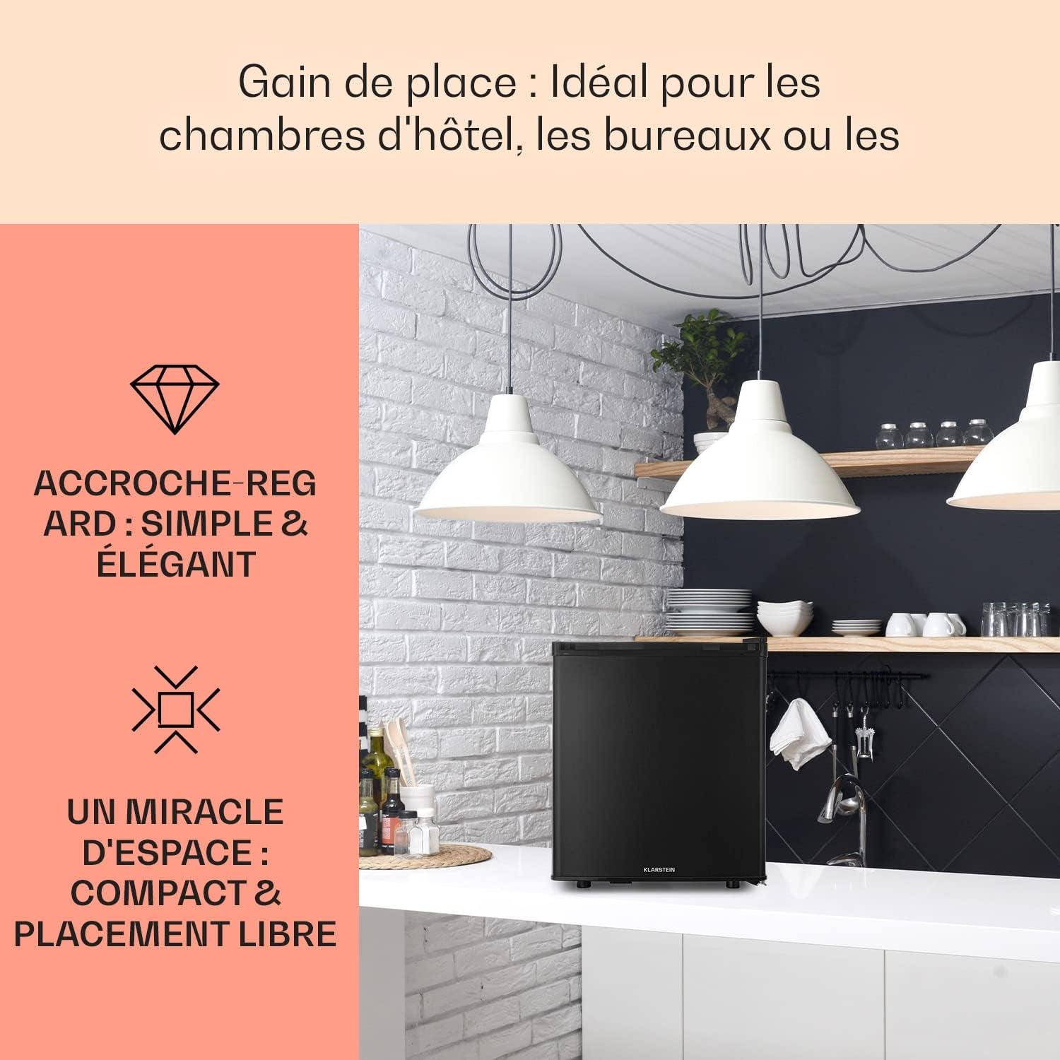 Mini Frigo De Chambre De 45L Pour Boissons Et Bieres, Petit Frigo Silencieux, Mini Bar Intérieur/Ext, Petit Refrigerateur Camping, Stockage De Vins, Cosmetique, Étagères Réglables, 6-18°C