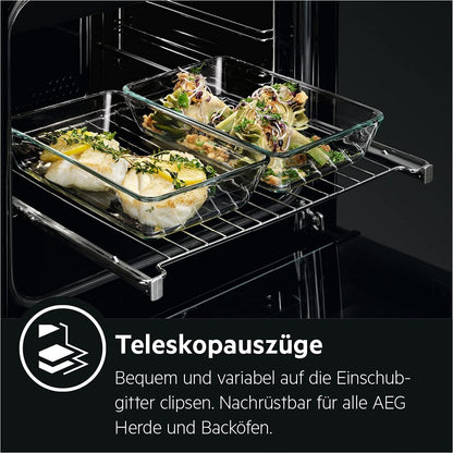 Cuisinière Sur Pied CCB544COBM - 50 Cm - Avec Plaque De Cuisson Vitrocéramique - Zone De Cuisson Multi-Cercles - Fonction Grill - Écran Avec Horloge - A