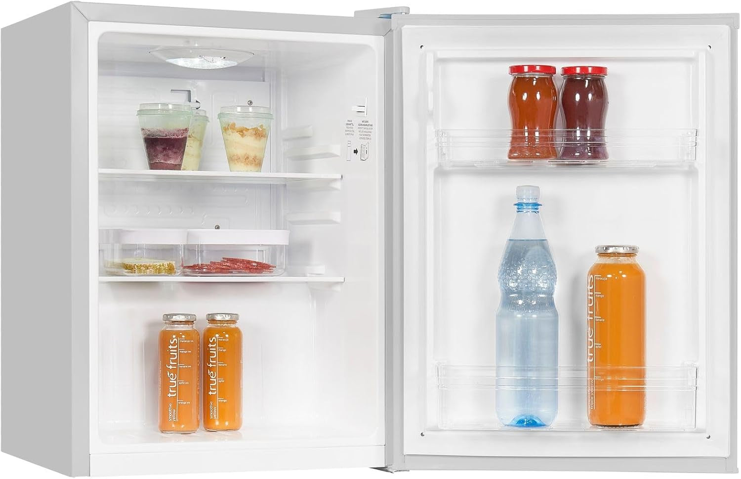 Exquisit KB60-V-090E Mini Standkühlschrank, 45 Cm Breit, 52L, LED Beleuchtung, Temperaturregelung, Grau