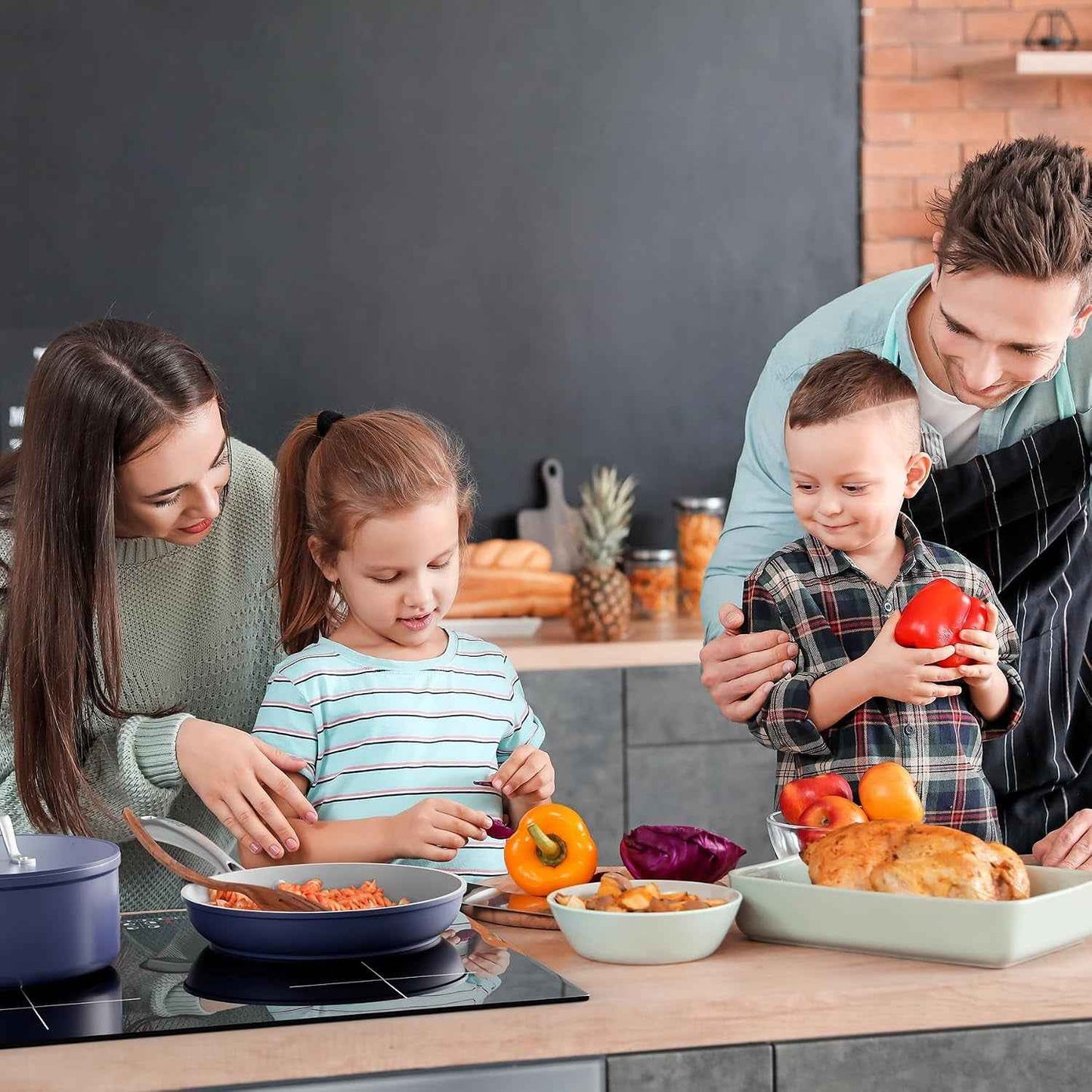 Plaque De Cuisson Induction 4 Foyers 7200W Fonction Boost | Puissance Limitée, Contrôle Slider, Fonction Pause, Minuteur, Sécurité Enfant