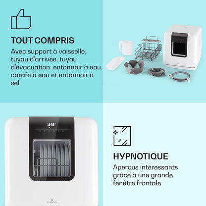 Mini Lave Vaisselle De 3 Couvert, Lave-Vaisselles Silencieux, 7 Programmes De Lavage, Petit Lave-Vaisselle De Table Compact, Lave Vaisselle Portable, Facile À Installer Pour Maison, Bureau