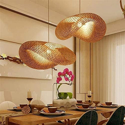 Suspension E27 Lustre Lumière Pendentif Vintage Rétro Lampe Pendentif Industriel Bambou Rotin Naturel Suspendu Tissé Lampes Suspension Réglable Hauteur Manger Bureau Salon Café Salle Lampe,80Cm