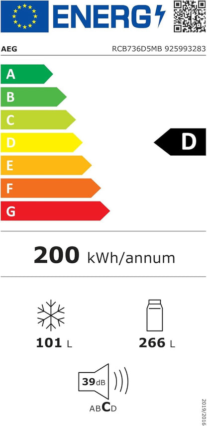 RCB736D5MB Réfrigérateur-Congélateur Autonome/Série 8000 Avec Cooling 360° / 2010 Mm/Partie Congélateur En Bas / 366 L/Nofrost/Couleur : Black Stainless Steel, Côtés Gris Foncé/D