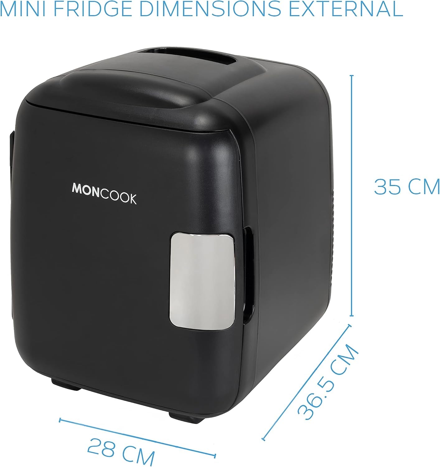 MONCOOK Mini Réfrigérateur - Mini Réfrigérateurs Portables Pour Les Soins De La Peau, La Médecine, La Nourriture Et Les Boissons - Fonction De Refroidissement Et De Réchauffement - 14L - Mono Noir