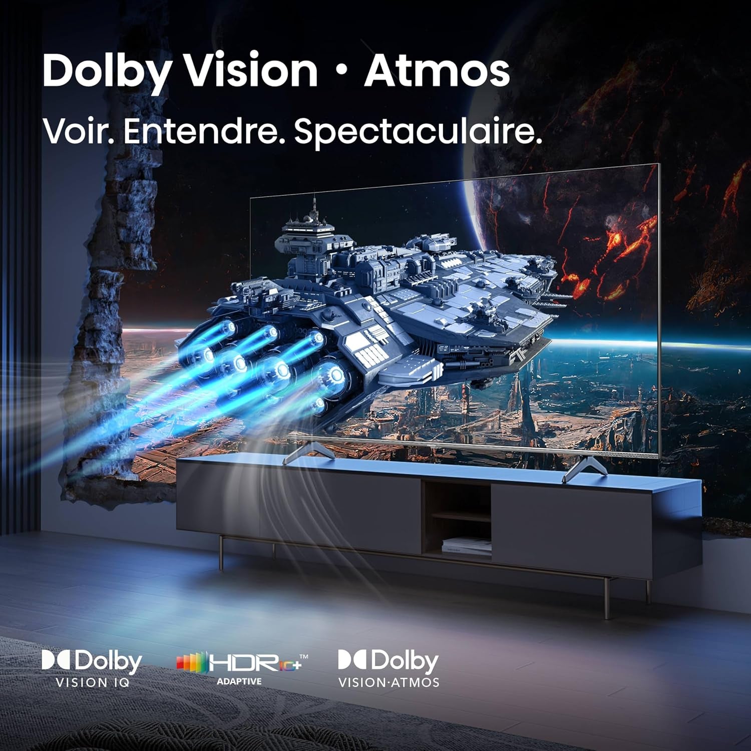 Hisense 55E8Q 55 Pouces (139 Cm) - Téléviseur 4K Mini-Led QLED, Dalle 144Hz Native, Dolby Vision IQ & Atmos, Mode Jeu Pro, Smart TV Vidaa