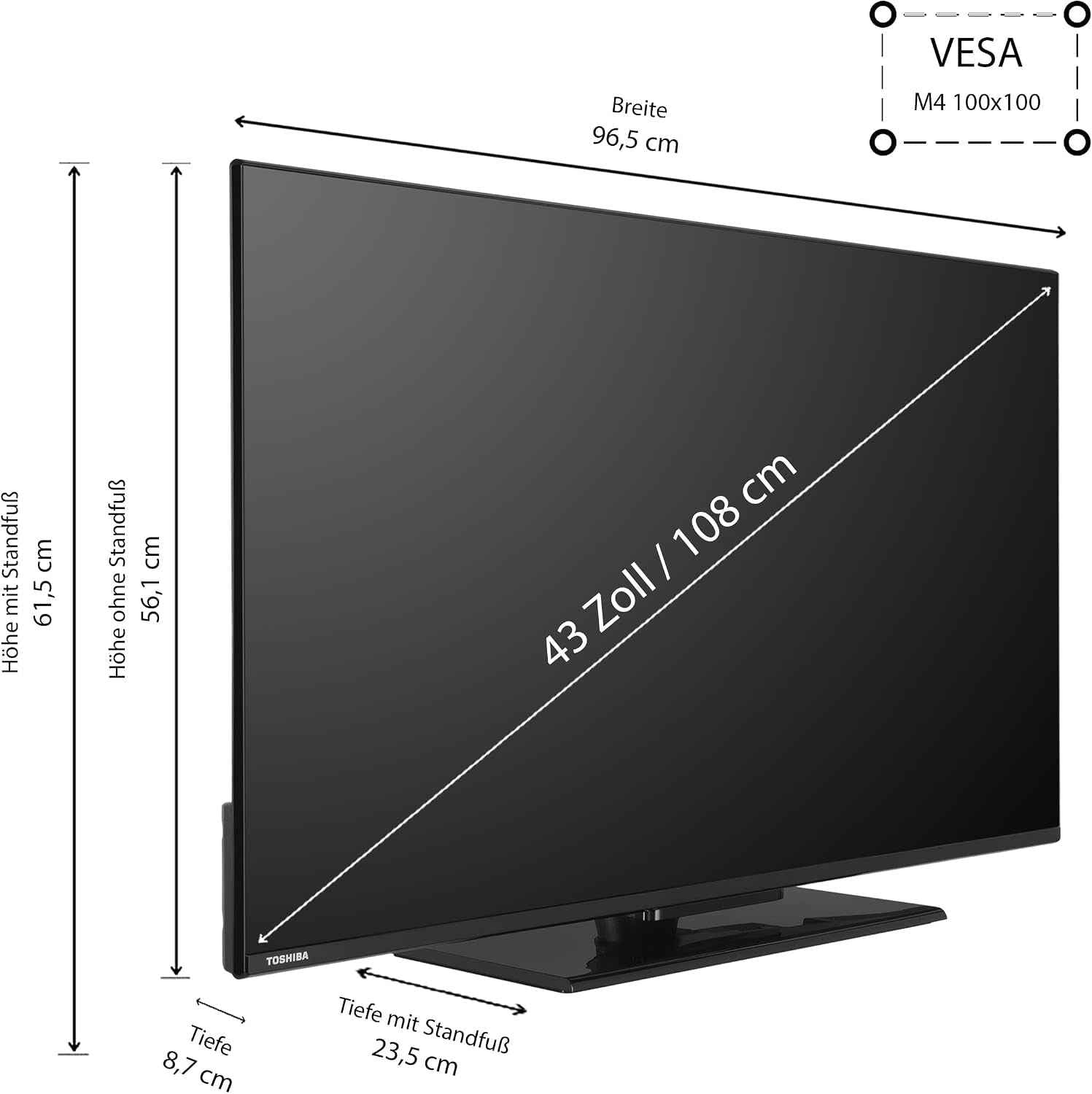 43UV3463DAW (108 Cm (43 Zoll), Schwarz, Ultrahd/4K, Triple Tuner, Smarttv, VIDAA)