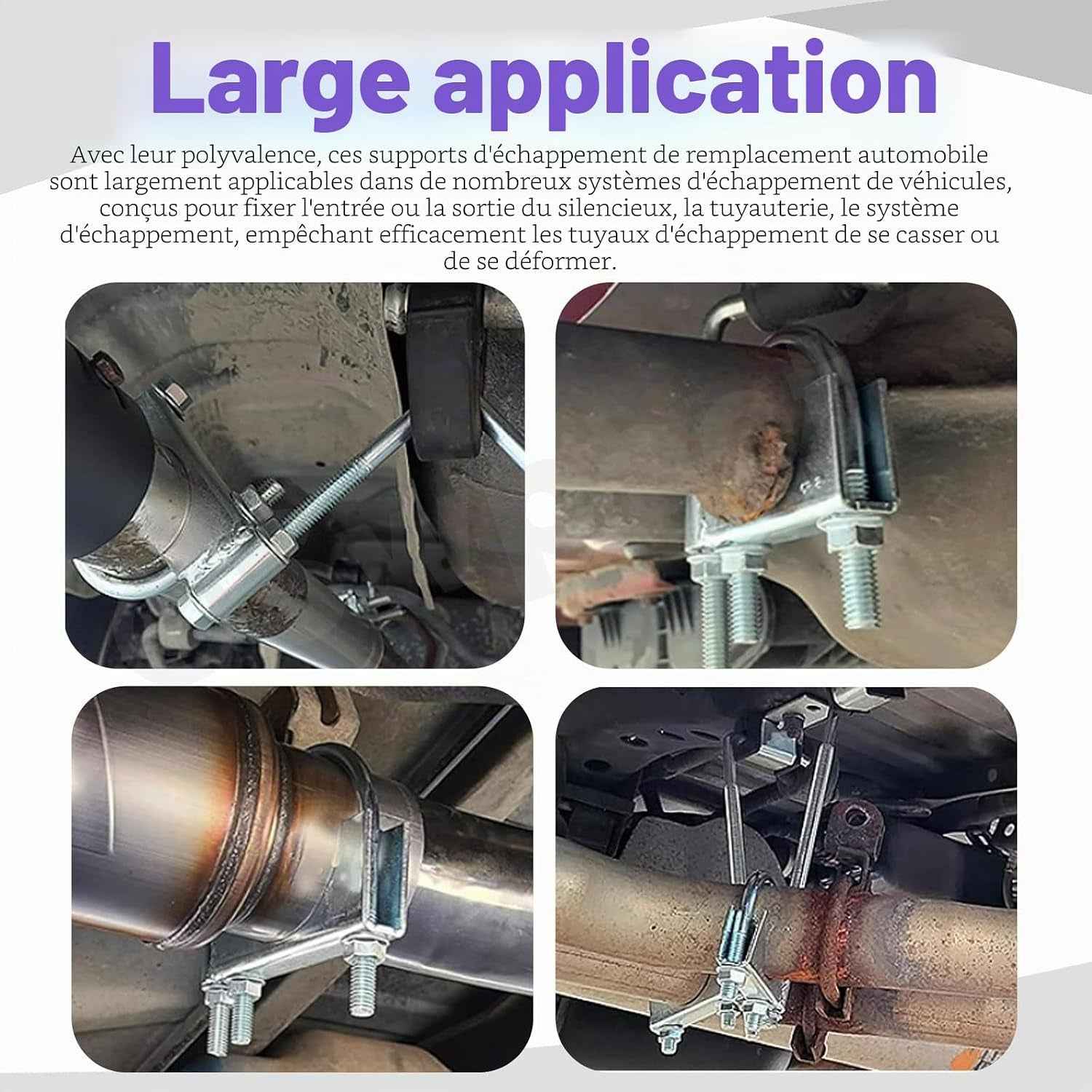 1 Pince D'Échappement Universelle De 7,6 Cm Avec Suspension, Robuste Et Universel Pour Tuyau D'Échappement De Voiture Et Camion De 7,6 Cm (2.5 Pouces)
