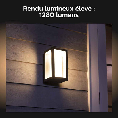 Philips Hue White & Color Ambiance Applique Murale Extérieur IMPRESS, Kit De Base Jusqu'À 16 M De Couleurs, Noir, Luminaire Philips Compatible Alexa, Google Assistant Et Apple Homekit