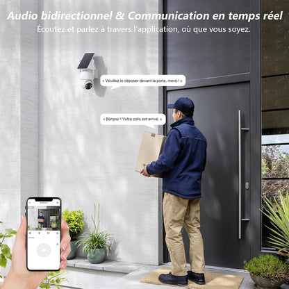 2K 3MP Camera Surveillance Wifi Exterieure Sans Fil 2,4 Ghz, R1-2P | Camera Exterieur Sans Fil Solaire, Alerte Instantanée PIR, Suivi Intelligent, Vision Nocturne, Audio Bidirectionnel, Alexa