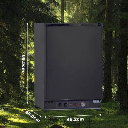 Frigo Gaz 60L, Frigo Trimixte 12V/220V/Gaz, Frigo Portable Silencieux, Idéal Pour Camping-Car, Caravane, Maison De Vacances, Mobile-Home, Noir