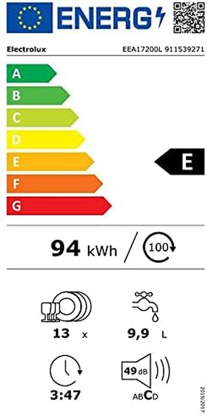 EEA17200L Lave-Vaisselle Entièrement Intégré 13 Couverts E