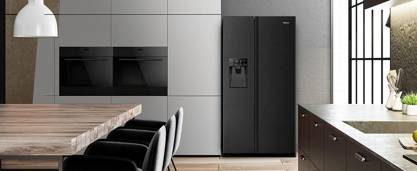 Hisense RS694N4TFE Frigo Américain Autoportante 562 L E Noir