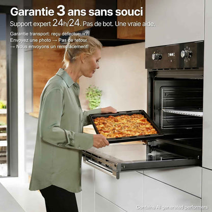 Four Encastrable 60 Cm, Capacité 70 L, Noir | Chaleur Tournante 4D, 8 Modes De Cuisson, Chauffe Rapide, Minuterie Et Sécurité Enfant, Classe Énergétique A, Garantie 3 Ans