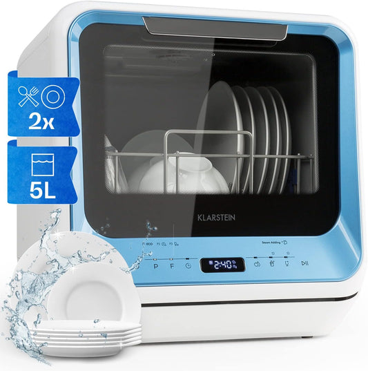 Mini Lave Vaisselle De 2 Couvert, Silencieux, 7 Programmes De Lavage, Petit Lave-Vaisselle De Table Compact, Portable, Facile À Installer Pour Maison, Bureau