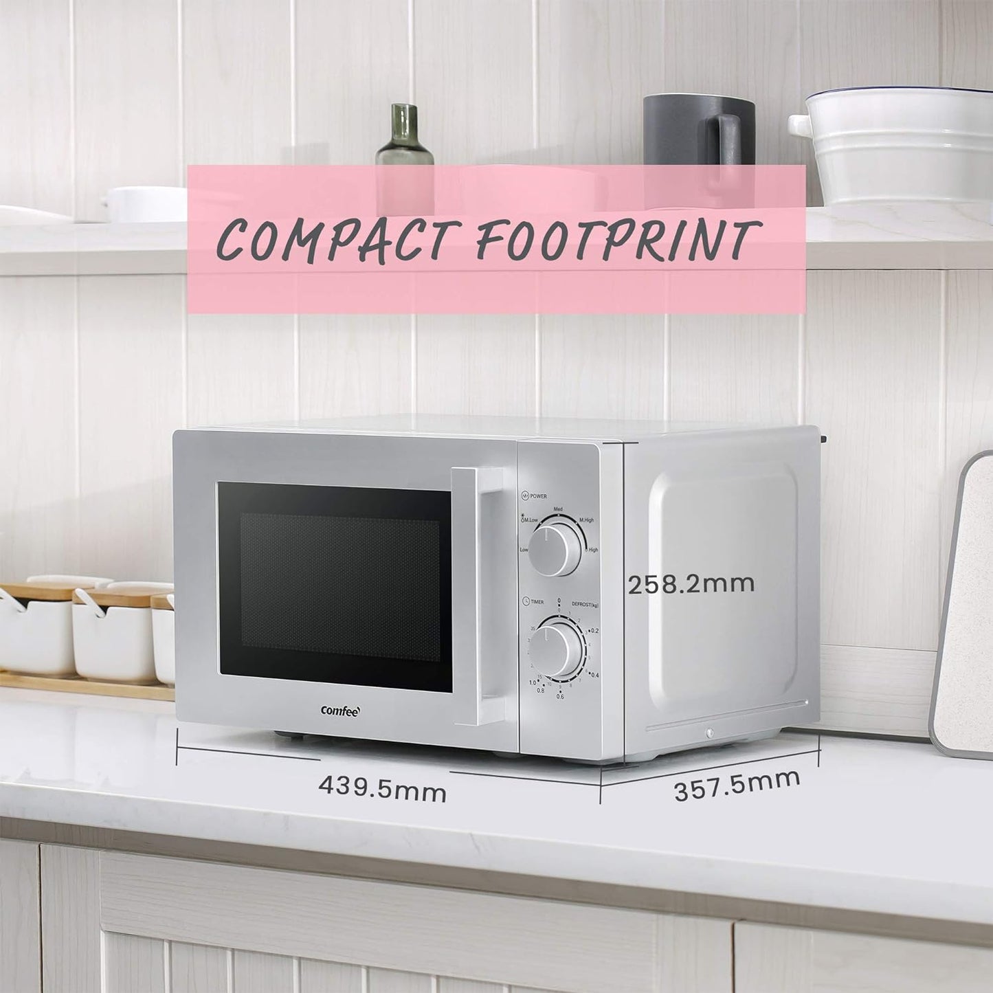 CMSN 20 Si Micro-Ondes, 5 Niveaux De Puissance, Éclairage Intérieur, Dégivrage Facile, Easy Degivrage, Plateau Rotatif À 360 °, 20 L/700 W, Mécanique, Argent