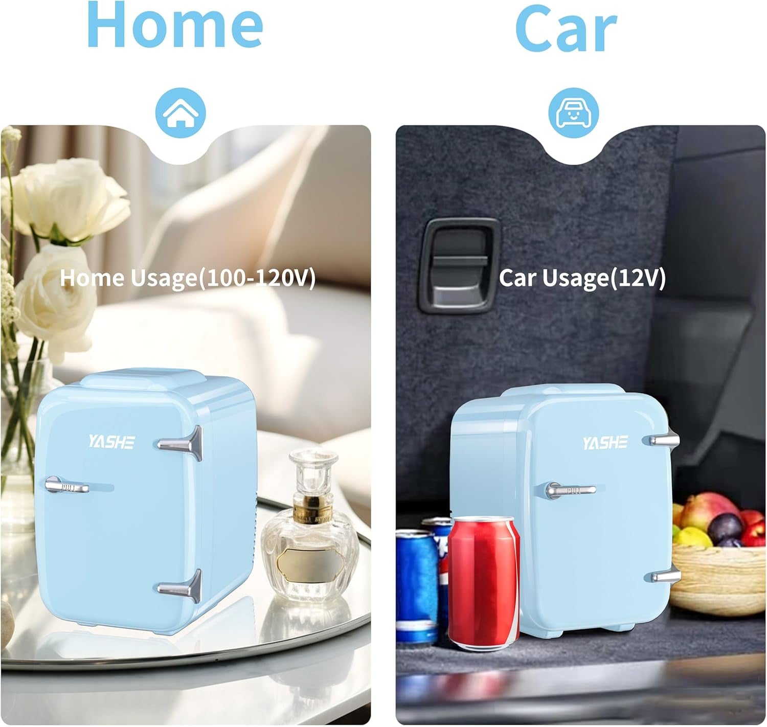 Mini Réfrigérateur 4 Litres Pour Cosmétiques, Boissons, 220 V AC/12 V DC, Thermoélectrique Refroidissement Et Réchauffement, Petit Réfrigérateur Pour Chambre À Coucher, Bureau, Dortoir, Bleue