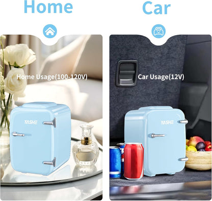 Mini Réfrigérateur 4 Litres Pour Cosmétiques, Boissons, 220 V AC/12 V DC, Thermoélectrique Refroidissement Et Réchauffement, Petit Réfrigérateur Pour Chambre À Coucher, Bureau, Dortoir, Bleue