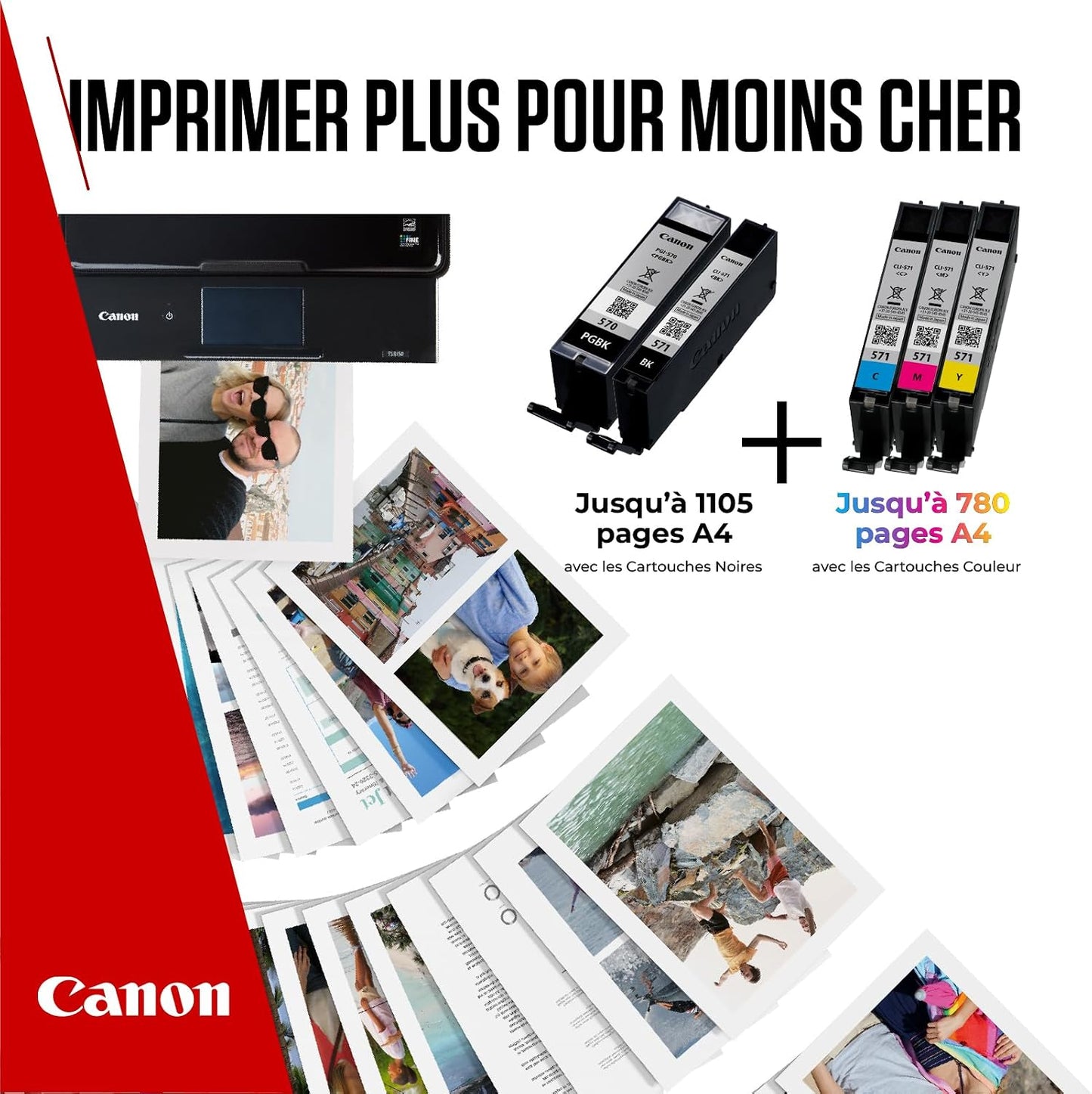 Canon PGI-570 + CLI-571 Multipack Cartouches D'Encre D'Origine | Encre Canon Authentique - Noir Pigmenté plus Noir, Cyan, Magenta Et Jaune - Pour PIXMA MG5750, MG5751, MG5752 Et plus !