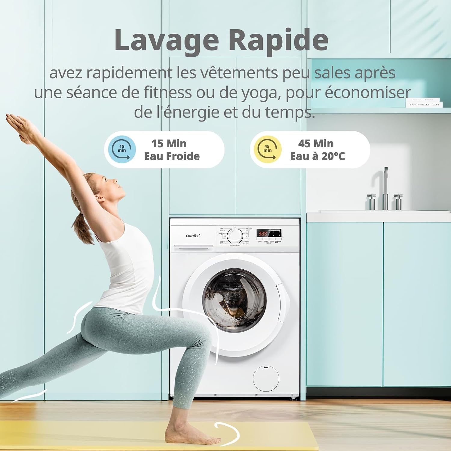 ' Lave-Linge 8KG Classe a Moteur BLDC 1400RPM Blanc CFE12EW80/W-FR | 15 Programmes, Prélavage, Lavage À La Lapeur, Lavage Rapide, Design Slim 48 Cm, Frontal Machine À Laver