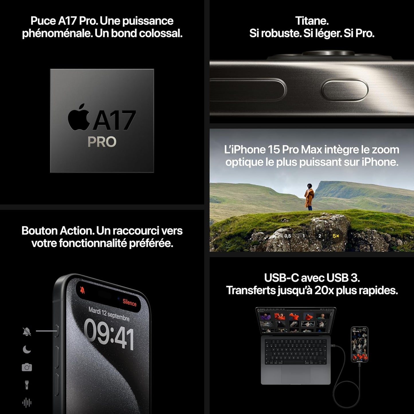 Iphone 15 Pro Max (256 Go) - Titane Noir