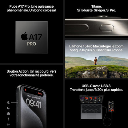 Iphone 15 Pro Max (256 Go) - Titane Noir