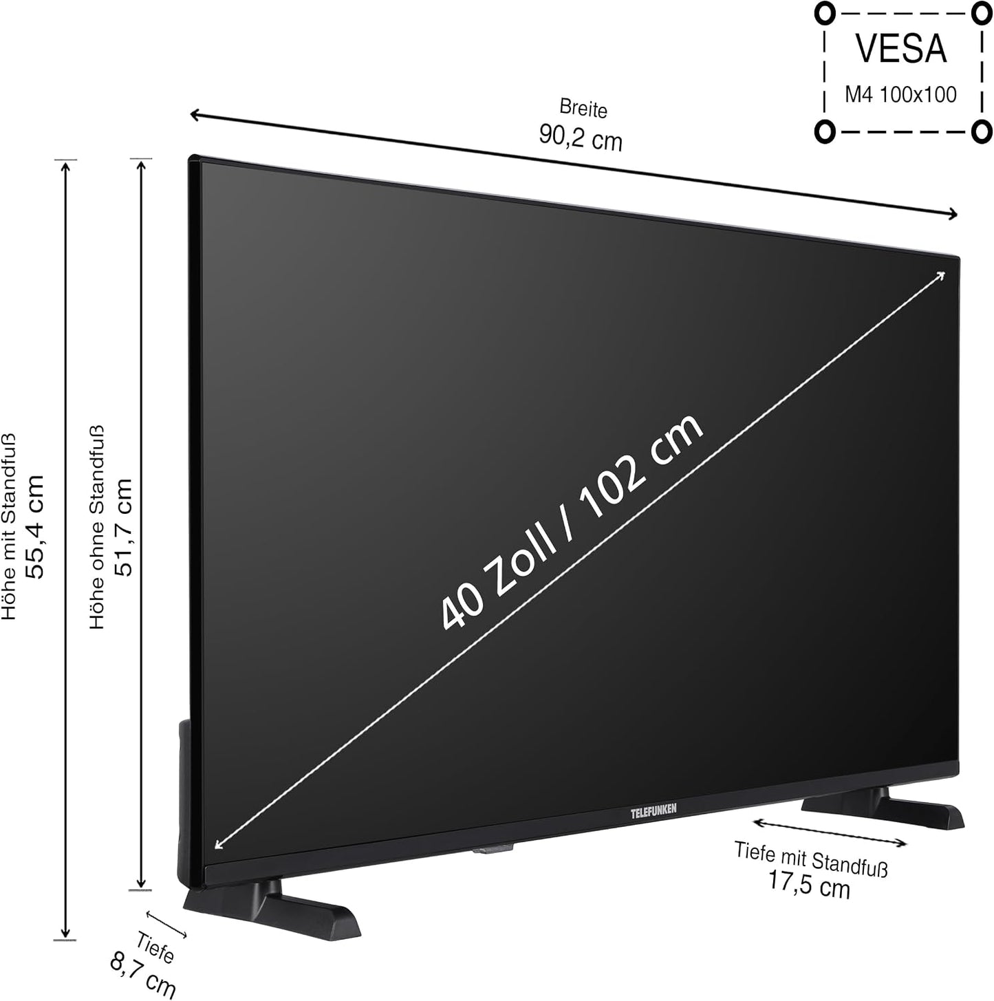 QLED VIDAA QF40VP750S Téléviseur Full HD 40" HDR Avec Triple Tuner Intégré LED Noir
