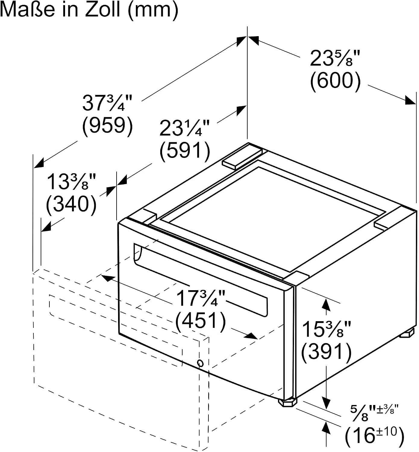 WTZPW20D Accessoires Pour Entretien Du Linge Socle Avec Tiroir