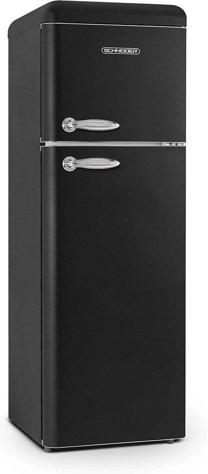SCDD309VB, Réfrigérateur 2 Portes Vintage, 302L (227+75), Froid Brassé, 3 Clayettes Verre, Pose Libre, Thermostat Réglable, Noir