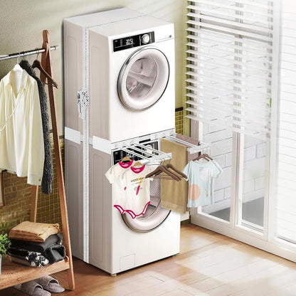 Kit De Superposition Universel, Avec 6 Tiges Télescopiques | Universel Cadre Intermédiaire Pour Lave-Linge Et Sèche-Linge Avec Corde À Cliquet, Taille Réglable（Largeur: 56-69Cm）